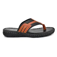 Stylish Black Synthetic Leather Solid Thong Flip-Flops For Men-thumb1