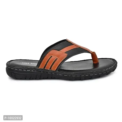 Stylish Black Synthetic Leather Solid Thong Flip-Flops For Men-thumb2