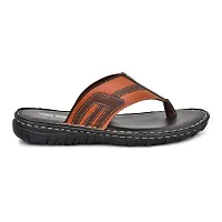 Stylish Tan Synthetic Leather Solid Thong Flip-Flops For Men-thumb2