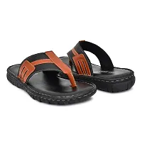 Stylish Black Synthetic Leather Solid Thong Flip-Flops For Men-thumb2