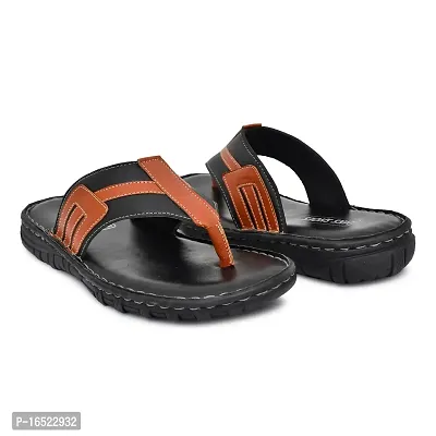 Stylish Black Synthetic Leather Solid Thong Flip-Flops For Men-thumb3