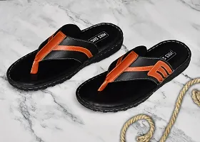 Stylish Black Synthetic Leather Solid Thong Flip-Flops For Men-thumb4