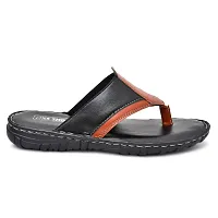 Stylish Black Synthetic Leather Solid Thong Flip-Flops For Men-thumb1