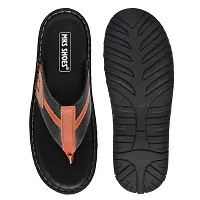 Stylish Black Synthetic Leather Solid Thong Flip-Flops For Men-thumb3