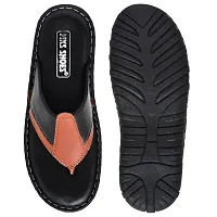 Stylish Black Synthetic Leather Solid Thong Flip-Flops For Men-thumb3