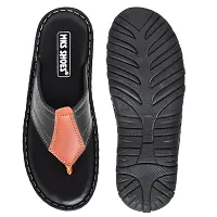 Stylish Black Synthetic Leather Solid Thong Flip-Flops For Men-thumb3