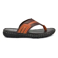Stylish Brown Synthetic Leather Solid Thong Flip-Flops For Men-thumb1