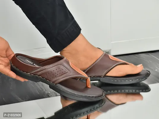 MKS Shoes men's Brown Slipper/flipflops