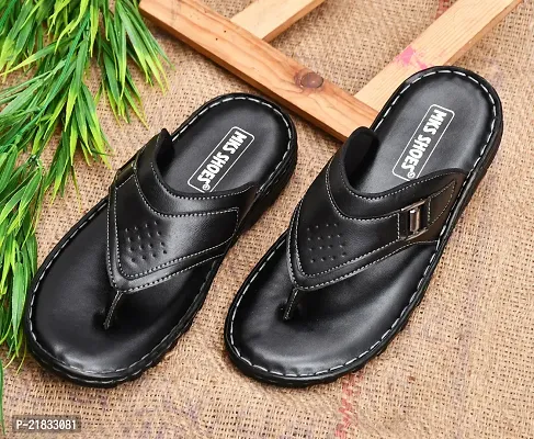 MKS Shoes men's Black Slipper/flipflops