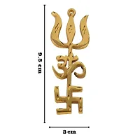 Brass Swastik Om Trishul Wall Hanging Vastu Trishakti Yantra Home/Office-thumb1