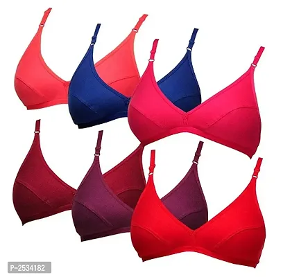 (PACK OF 6) Different One Women's Modern Non Padded Diva Bra - Multi-Color-thumb0