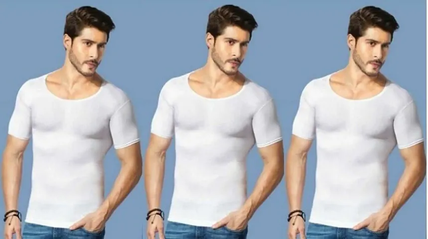 Modern Styling Plain White Cotton Half Sleeve Vests