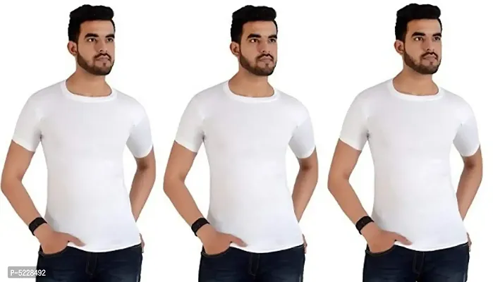 PACK OF 3 - Men's 100% Basic half sleeve vests-thumb0
