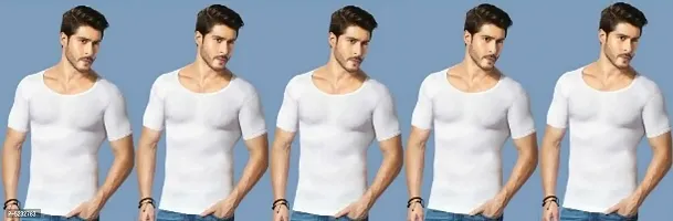 PACK OF 5 - Men's 100% Classy White RNS Undershirt Half Sleeve Vest