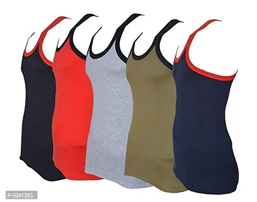 PACK OF 5 - Men's Cotton Blend Gym Vests-thumb0