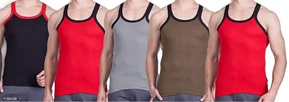 PACK OF 5 - Men's Cotton Blend Gym Vests