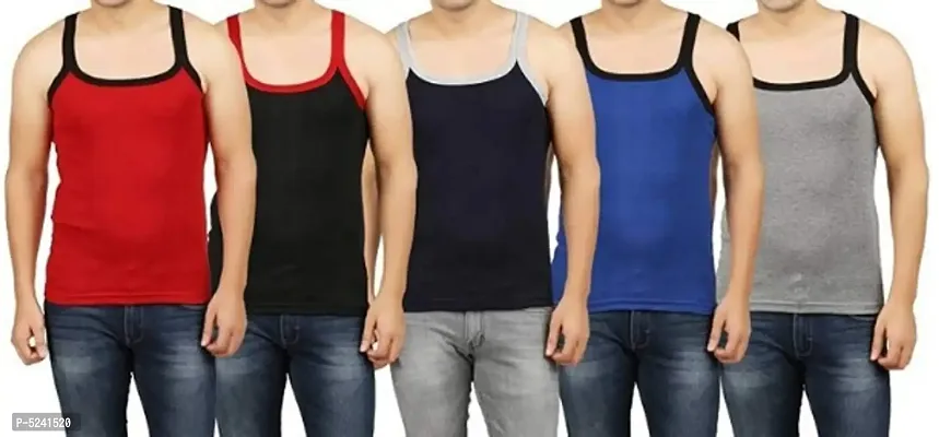 Pack of 5 - Men's Cotton Blend Gym Vests-thumb0