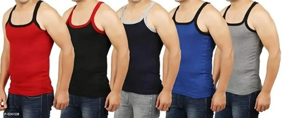 Pack of 5 - Men's Cotton Blend Gym Vests-thumb0