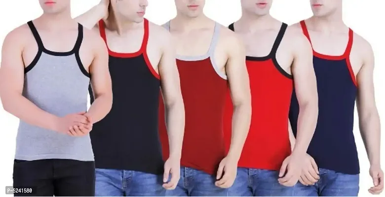 Pack of 5 - Men's Cotton Blend Gym Vests-thumb0