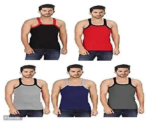 Pack of 5 - Men's Cotton Blend Gym Vest-thumb0