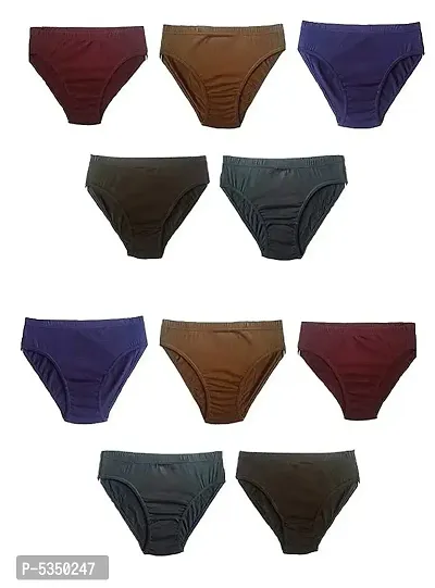 Pack of 10 - Women's Plain Cotton Hipster Panties