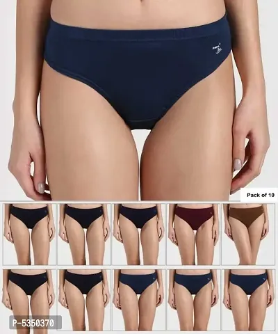 Pack of 10 - Women's Plain Viva Hipster  Panties-thumb0