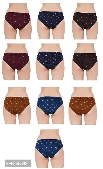 Pack of 10 - Women's Regular Printed Hipster Briefs-thumb0