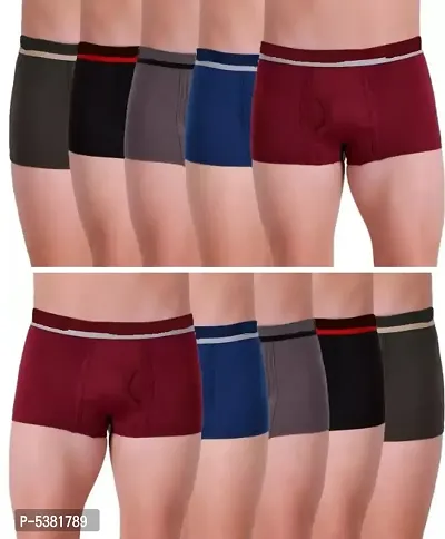 PACK OF 10 - Men's Solid Combed Cotton Mini Trunk Underwear-thumb0