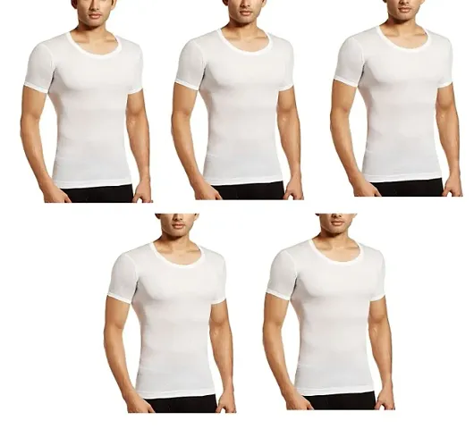 PACK OF 5 - Men's 100% Soft RNS Undershirt Half Sleeves Vest