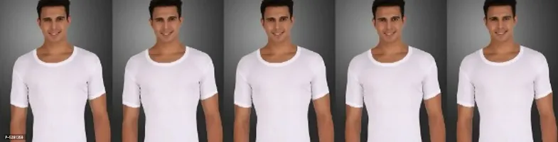 PACK OF 5 - Men's 100% Classic Cotton White RNS Undershirt Half Sleeves Vest
