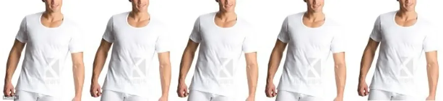 PACK OF 5 - Men's 100% All DAY Cotton White RNS Undershirt Half Sleeves Vest