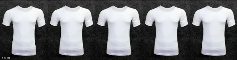 PACK OF 5 - Men's 100% Global Cotton White RNS Undershirt Half Sleeves Vest