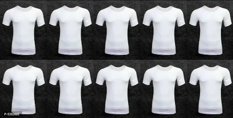 PACK OF 10 - Men's 100% Premium Comfert White RNS Undershirt Half Sleeves Vest