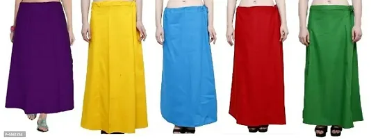 PACK OF 5 -Trendy Cotton Stitched Petticoat for Women