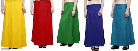 PACK OF 5 -Trendy Cotton Stitched Petticoat for Women