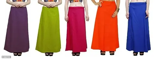 PACK OF 5 -Trendy Cotton Stitched Petticoat for Women-thumb0