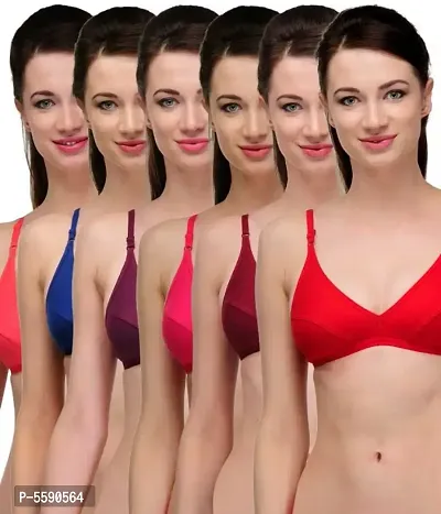 PACK OF 6 -  COTTON NON PADDED MULTI-COLOR BRA-thumb0