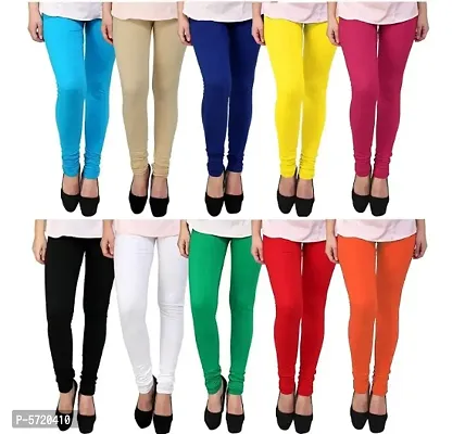 PACK OF 10 - LADIES  CLASSY PLAIN 2 WAY CHURIDAR LEGGINGS-thumb0