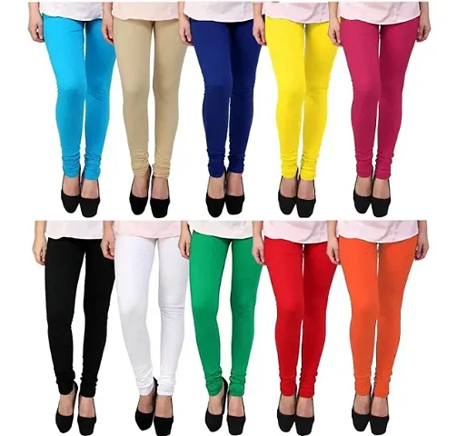 PACK OF - LADIES CLASSY PLAIN 2 WAY CHURIDAR LEGGINGS