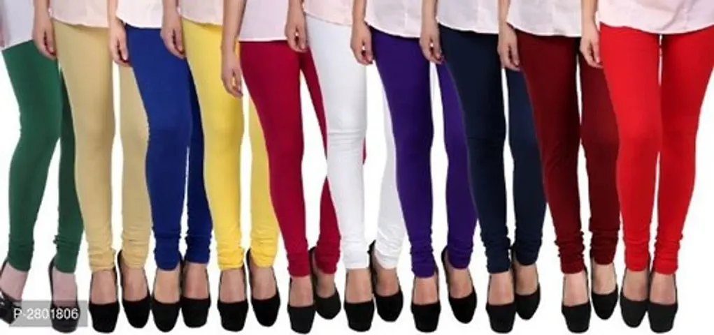 Trendy Women's Cotton Lycra Solid Leggings (Pack Of 10)