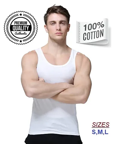 Pack Of 8 Men's White Cotton Solid Basic Vest