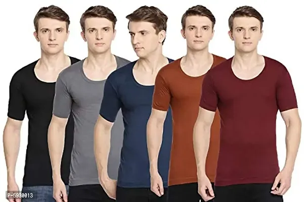 PACK OF 5 - Men's Half Sleeve Color Undershirt Vests-thumb0