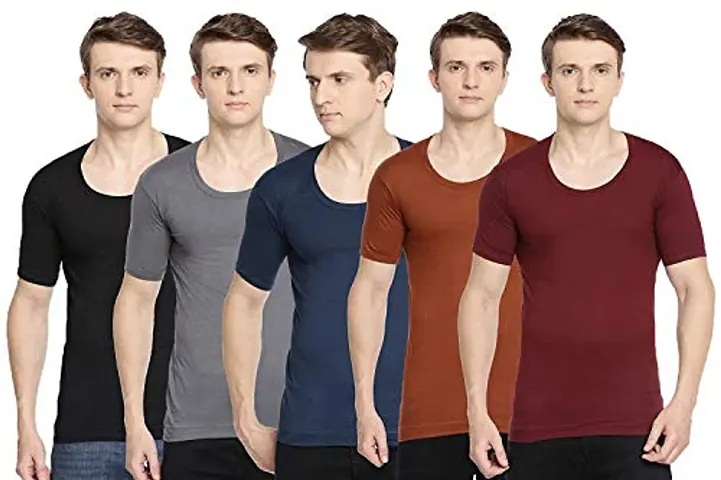 PACK OF 5 - Men's Half Sleeve Color Undershirt Vests