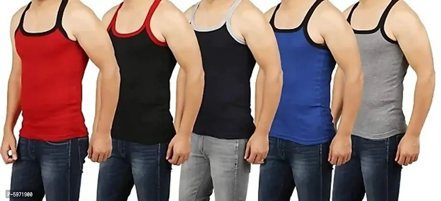 Pack of 5 - Men's Regular Stylish Gym Vests.-thumb0