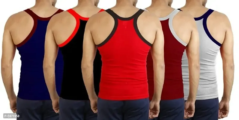 Pack of 5 - Men's Cotton Stylish Gym Vests.-thumb0
