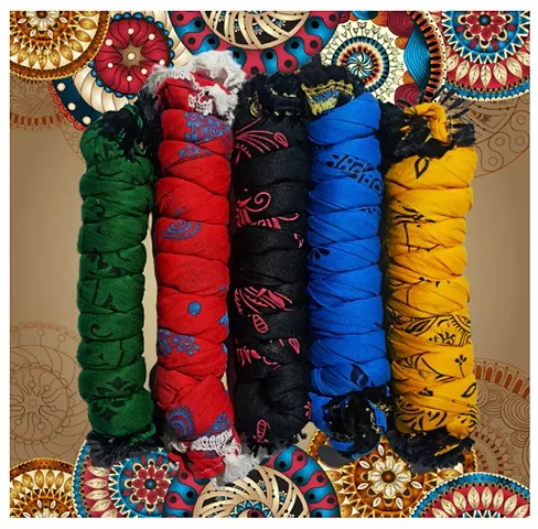 Traditional wear Assorted Printed Dupatta For Ladies(PACK OF 5)