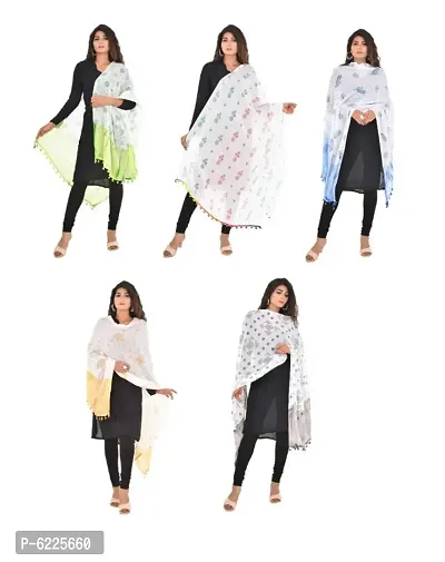 PACK OF 5 - Casual wear Printed Dupatta For Ladies - Assorted Design-thumb0