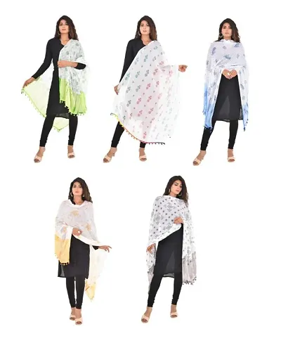 Casual wear Assorted Printed Dupatta For Ladies(PACK OF 5)