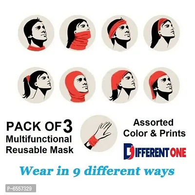 PACK OF 3  Scarf Snood Neck Head Wear Bandanas Mask Snood Cap Multi-Use Mask
