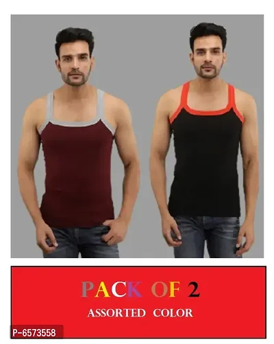 PACK OF 2 - Mens Stylish Cotton Gym Vests-thumb0